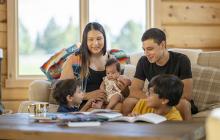 American Indian family with small children at home